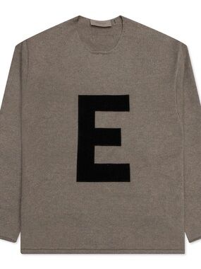 ESSENTIALS KID'S RAW EDGE SWEATER - DARK OATMEAL. 4-5